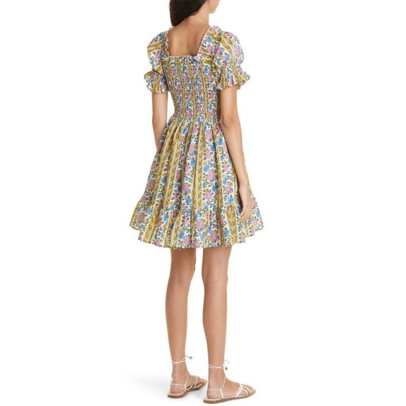 Mille Kiki Floral Print Off Shoulder Smocked Dress Large 8-10 - Picture 3 of 12